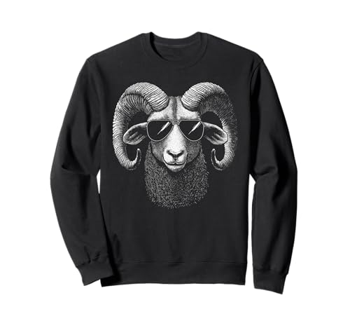 Retro Ram in Sonnenbrille Herren Damen Kinder Neuheit Lustig Ram Sweatshirt Retro Ram in Sonnenbrille Herren Damen Kinder Neuheit Lustig Ram Sweatshirt von Nerrrdy