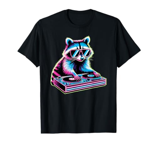 Retro Waschbär DJ Männer Frauen Kinder Lustiger Waschbär T-Shirt Retro Waschbär DJ Männer Frauen Kinder Lustiger Waschbär T-Shirt von Nerrrdy