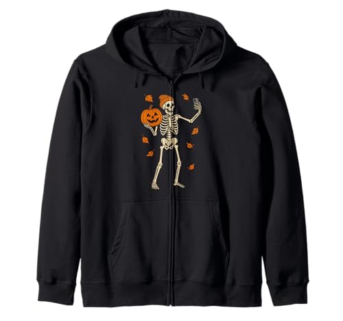 Skelett Herbst Kürbis Herren Damen Kinder Lustig Halloween Kapuzenjacke von Nerrrdy