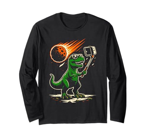 T-Rex Selfie Grafik Neuheit Männer Frauen Kinder Lustiger Dinosaurier Langarmshirt von Nerrrdy