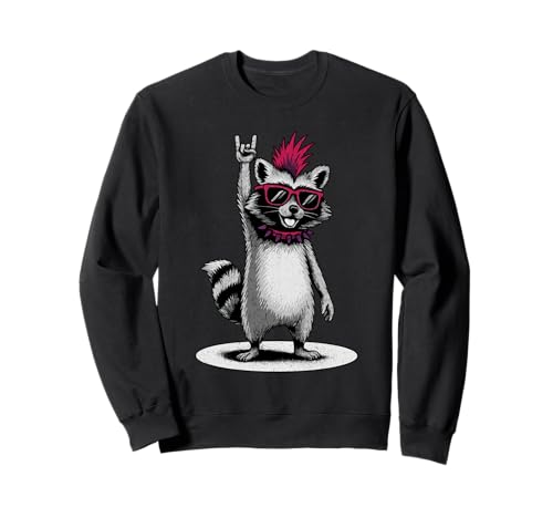 Waschbär Punk Rock and Roll Herren Kinder Frauen Lustiger Waschbär Sweatshirt von Nerrrdy