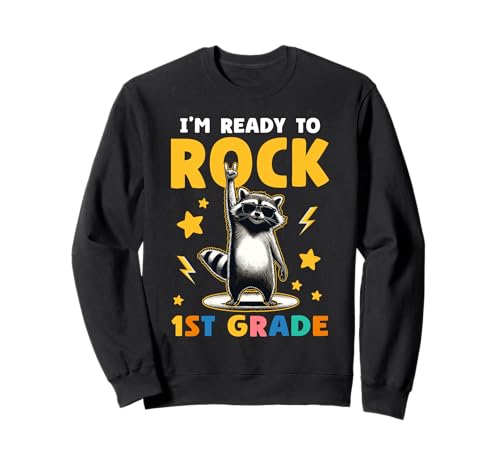 Waschbär Rock 1. Klasse Jungen Mädchen Kinder Lustig 1. Klasse Sweatshirt von Nerrrdy