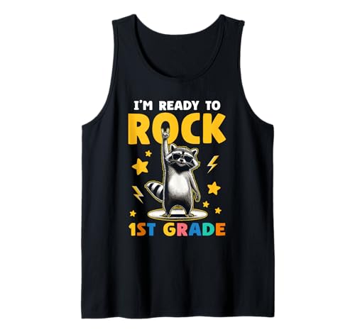Waschbär Rock 1. Klasse Jungen Mädchen Kinder Lustig 1. Klasse Tank Top von Nerrrdy