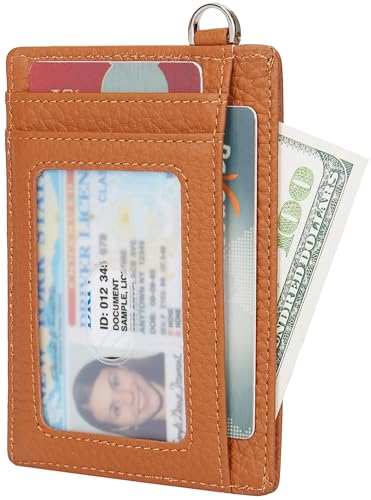 Nersunda Kleine RFID-blockierende, minimalistische Kreditkartenetui, schlanke Brieftaschen für Männer und Frauen, Litchi Brown von Nersunda