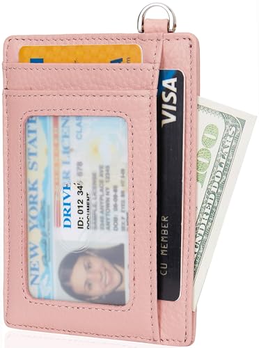 Nersunda Kleine RFID-blockierende, minimalistische Kreditkartenetui, schlanke Brieftaschen für Männer und Frauen, Litchi Pink von Nersunda
