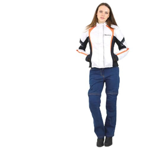 Nerve Shop Damen Motorradjacke -Artemis- Motorrad Wasserdicht Jacke mit Protektoren Sommer Winter Textil Frauen - weiß-blau - 48 von Nerve Shop