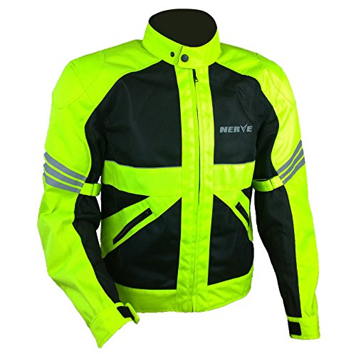 Nerve Shop Leichte Dünne Mesh Motorradjacke -Go- Roller Motorrad Jacke Herren Kurze Textil Männer Protektorenjacke Sommerjacke Luftdurchlässig - schwarz-neon-grün-gelb - M von Nerve Shop