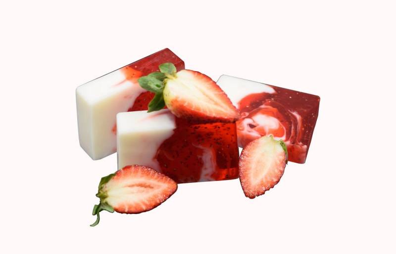 Nesbel - Spüren Sie die Reinheit? Handseife 3 Stück Erdbeere, Glycerin Hand-und Dusch Seife mit Ziegenmilch 300g von Nesbel - Spüren Sie die Reinheit?