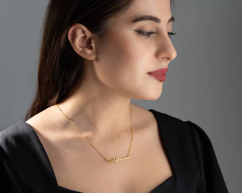 Benutzerdefinierte Silber Namenskette 14K Gold Geburtsblume November Geburtsblumen Schmuck Zierliche Mutter Geschenke von NeshelyJewelry