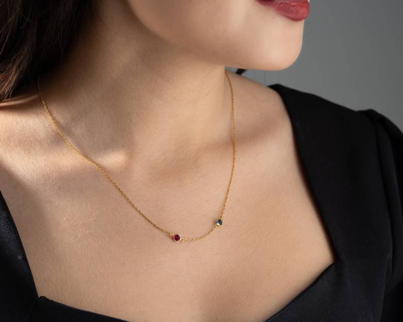 Gold Familie Birthstone Halskette Für Mutter Dezember Benutzerdefinierte Citrin Personalisierte Charm von NeshelyJewelry