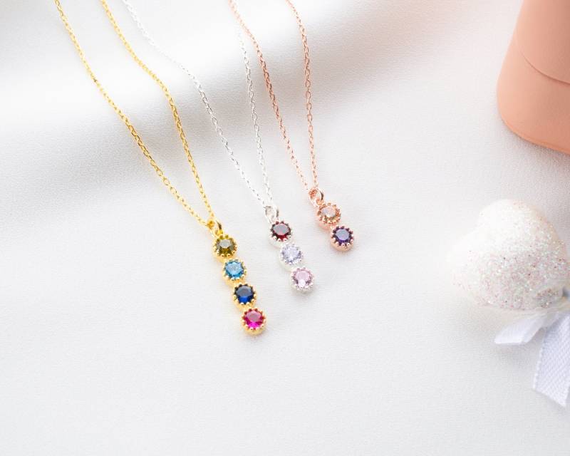Gold Familie Birthstone Halskette Zierliche Für Geburtstag Geschenk Oma Mutter Silber Oktober Multi-stein von NeshelyJewelry