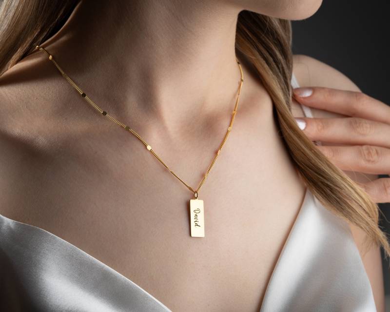 Personalisierte Bar Halskette Name Silber Gravur Benutzerdefinierte Zierliche Datum Koordinieren Geburtstag Schmuck Gold von NeshelyJewelry