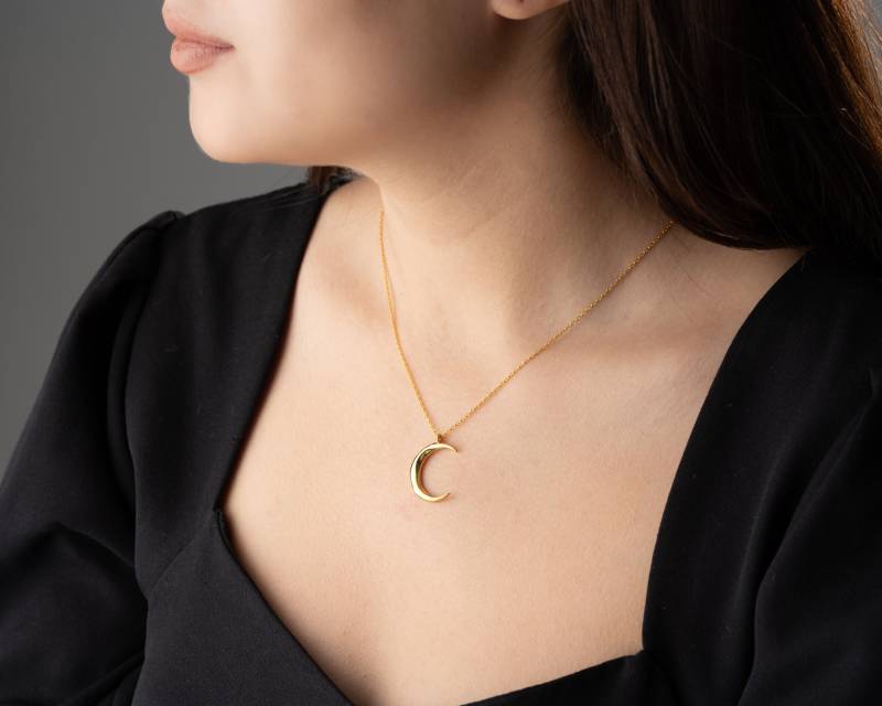 Zierliche Gold Halbmond Halskette Für Frauen Schmuck Geschenk Mond Silber Anhänger Geschenke von NeshelyJewelry