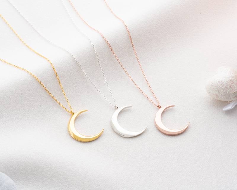 Zierliche Gold Halbmond Halskette Für Frauen Schmuck Geschenk Mond Silber Anhänger Geschenke von NeshelyJewelry