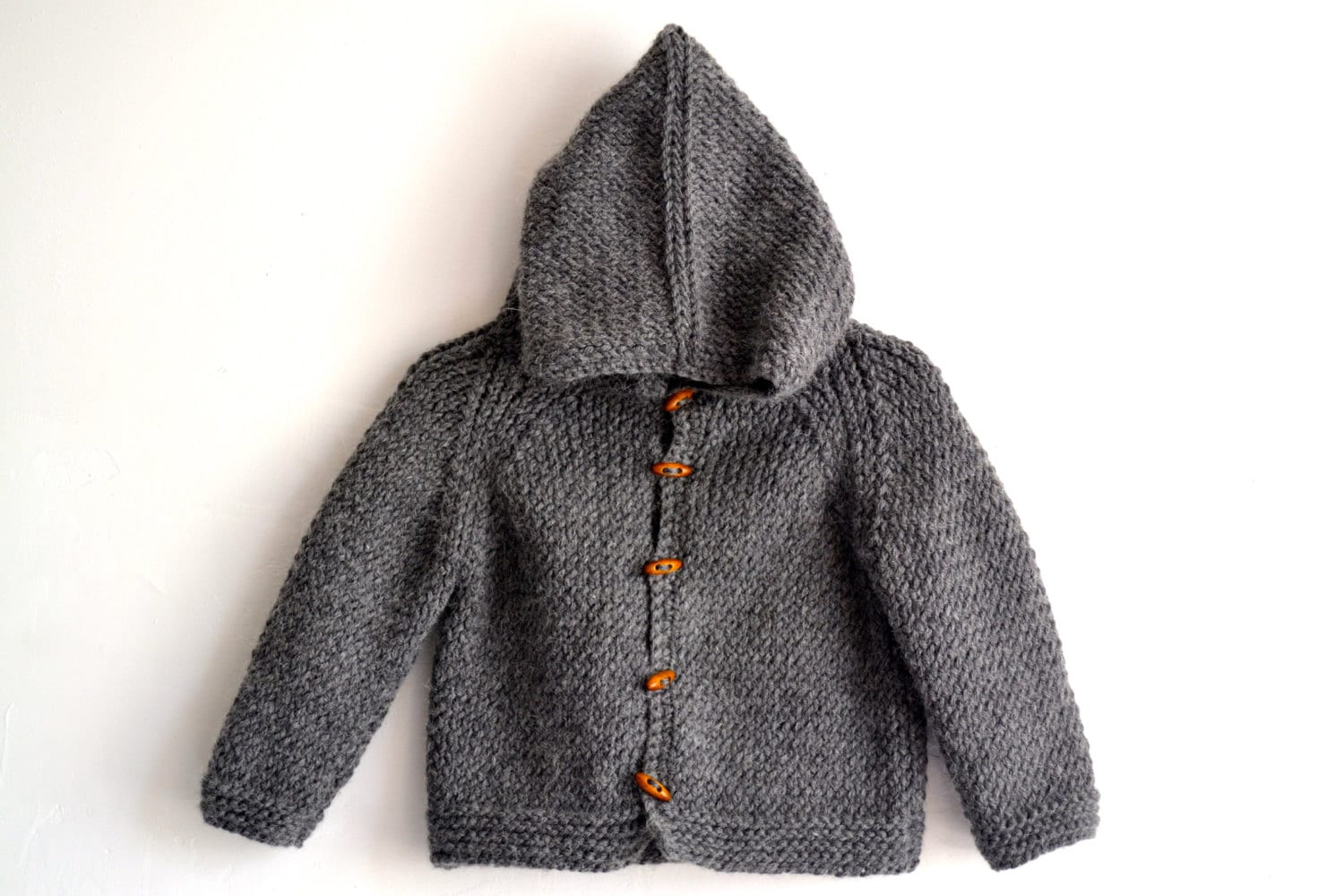 Handgestrickte Unisex Kinder, Baby, Kleinkind Wolle Alpaka Hoodie Strickjacke, Jacke, Chunky, Duffel Coat von NeslisHandcrafts