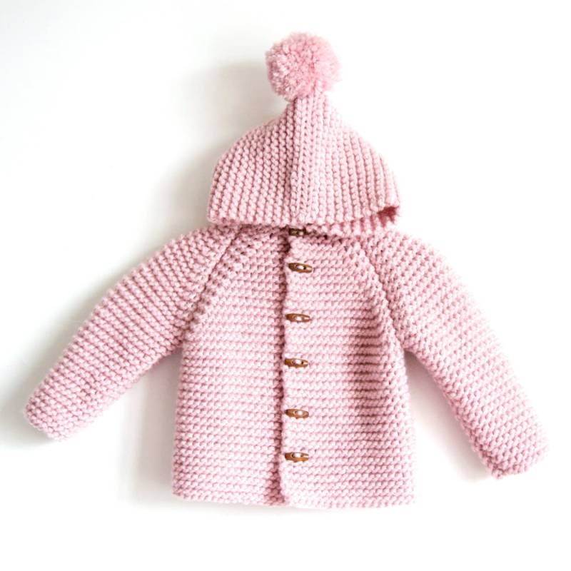 Hand Gestrickter Baby/Kleinkind Junge Oder Mädchen Wollpullover Cardigan/Jacke, Chunky, Duffel Mantel, Raglan Mit Pom von NeslisHandcrafts