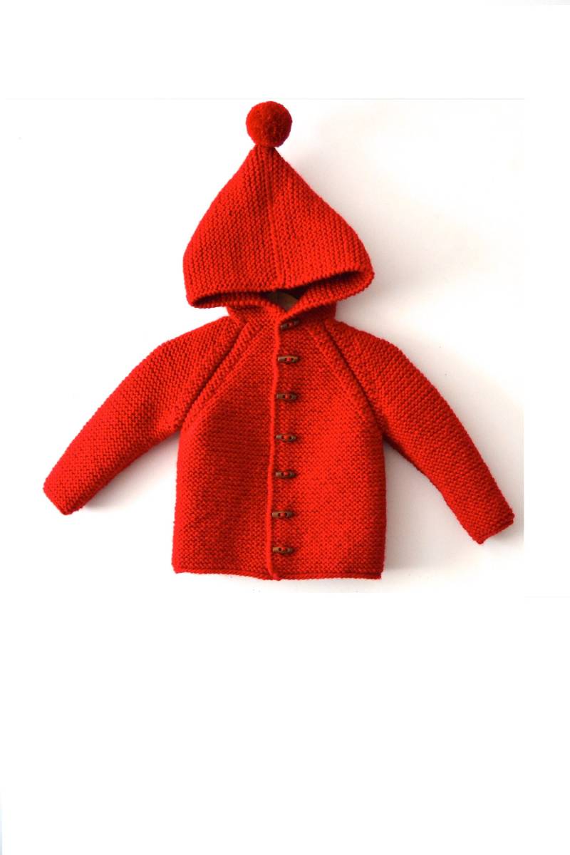 Hand Gestrickter Unisex Kinder Kapuzenpullover/ Jacke, Chunky, Duffel Coat, Raglan Mit Pom von NeslisHandcrafts