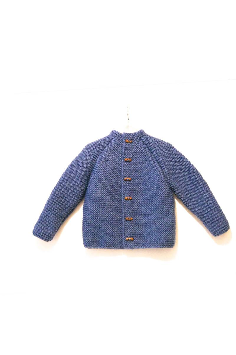 Handgestrickte Unisex Kinder Wolle Cardigan/Jacke Ohne Kapuze, Chunky, Duffelcoat, Raglan Ärmel von NeslisHandcrafts