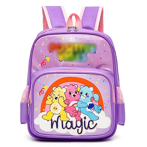 Nesloonp Care Bear Children's Backpack, Suitable for Boys and Girls Aged 3-7 Years, Rainbow Bear Children's Backpack School Bag for School Bag Toddler Nursery Lila 35x16x27cm von Nesloonp