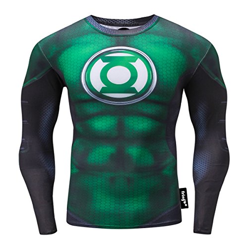 Nessfit Herren Kompressionsshirt Superhelden-Langarm-Top, Basisschicht, Fitnessstudio, langes Laufshirt, Thermo, Workout, Fitness, Superheld 6, S von Nessfit