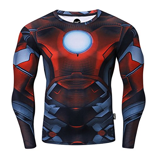 Nessfit Herren Kompressions-Superhelden-Top, Basisschicht, Fitnessstudio, langärmelig, Laufen, Thermo-Sweatshirt, Superheld 4, XL von Nessfit