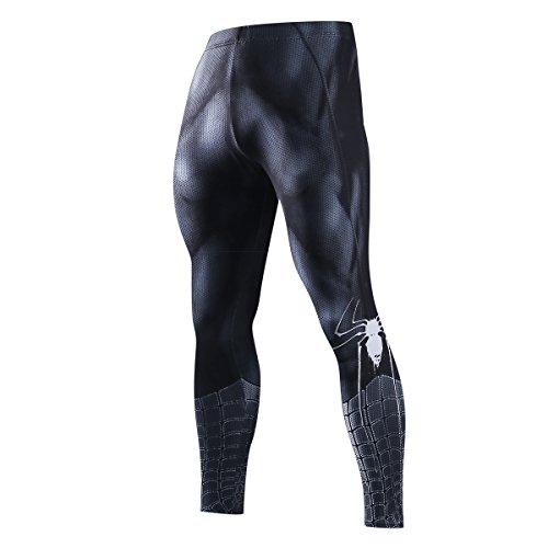 Nessfit Herren Kompressionsstrumpfhose Superheldenstrumpfhose Baselayer Leggings Gym Long Running Thermal Workout Gr. 31-35, Superheld 3 von Nessfit
