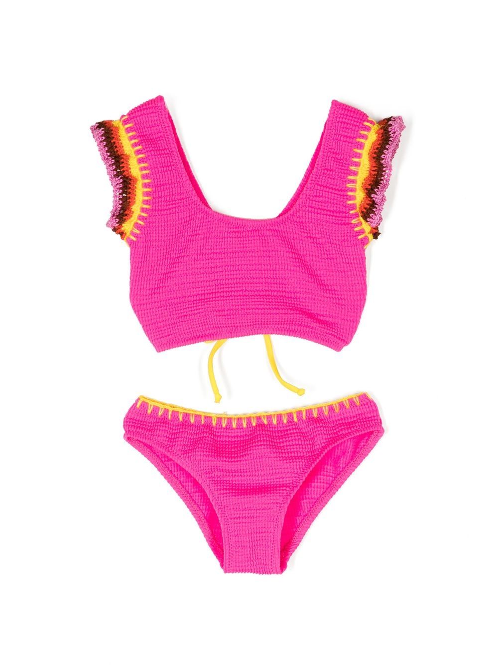 Nessi Byrd Kids Gestrickter Bikini mit Rüschenborten - Rosa von Nessi Byrd Kids