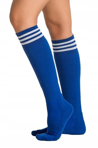 Nessi Damen Kniestrümpfe Baumwollsocken Sportsocken Damensocken Socken Strümpfe (blauweiß, 35-37) von Nessi