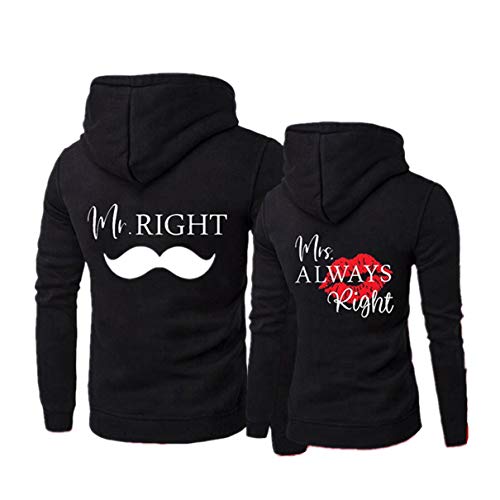 Nest Home Mr Mrs King Queen Partner Pärchen King Queen Sweatshirt Pärchenpullover Hoodie Kapuzenpullover (Schwarz, Herren- XL + Damen- S) von Nest Home