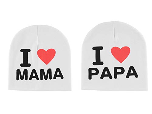 Nest Home Warme Strickmütze, für Babys Junge oder Mädchen Baby Mütze mit Buchstaben I Love Papa/Mama (2pcs White, Durchschnittliche) von Nest Home