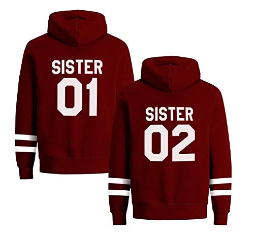 Sister Hoodie Set Best Friends Pullover Für Zwei BFF Sweatshirt Mädchen Pullis Mädchen Teenager Mit Kapuze Herbst Tops Kapuzenpullis Geschenk 2 Stücke von Nest Home