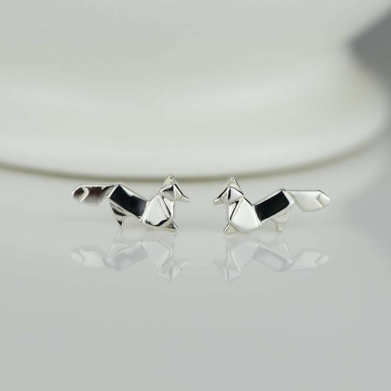 Atemberaubende Silber Origami Fuchs Ohrringe von NestGiftShop