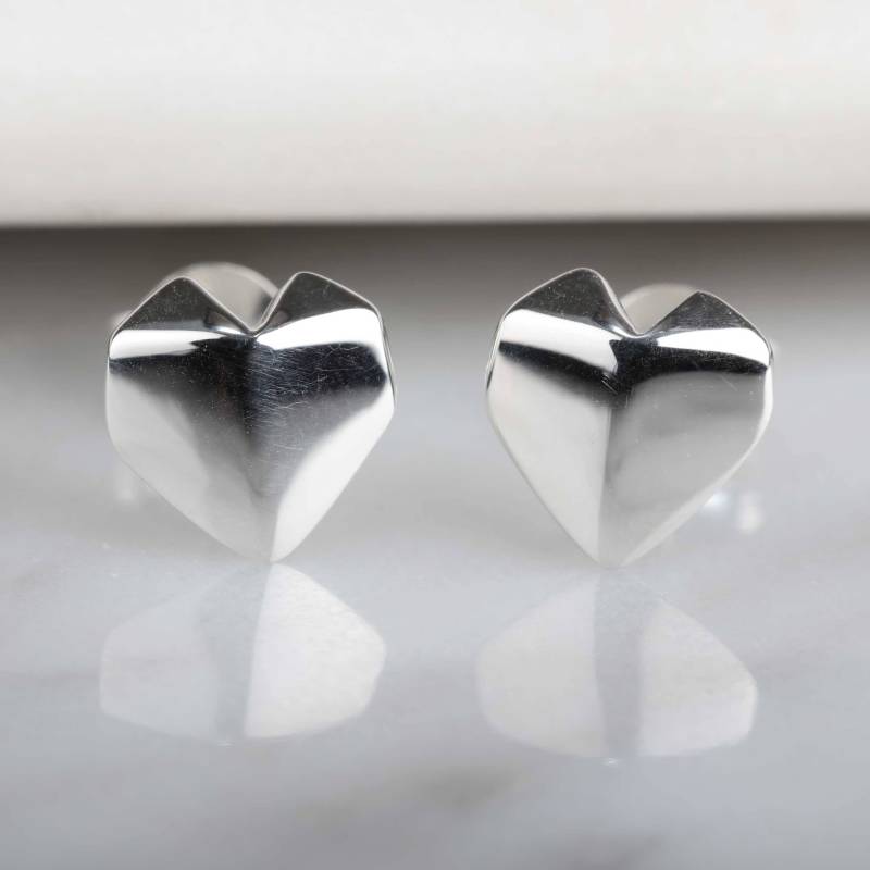 Atemberaubende Silber Origami Herz Ohrringe von NestGiftShop