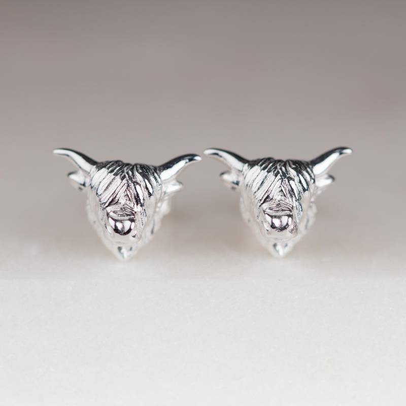 Highland Kuh Ohrstecker Aus Sterling Silber Oder Rosegold von NestGiftShop