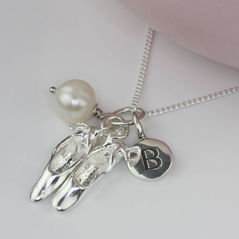 Massive Silber Ballett Schuhe Charm Personalisierte Halskette Mit Süsswasser Perle Massive Silber Ballett Schuhe Charm Personalisierte Halskette Mit Süsswasser Perle von NestGiftShop