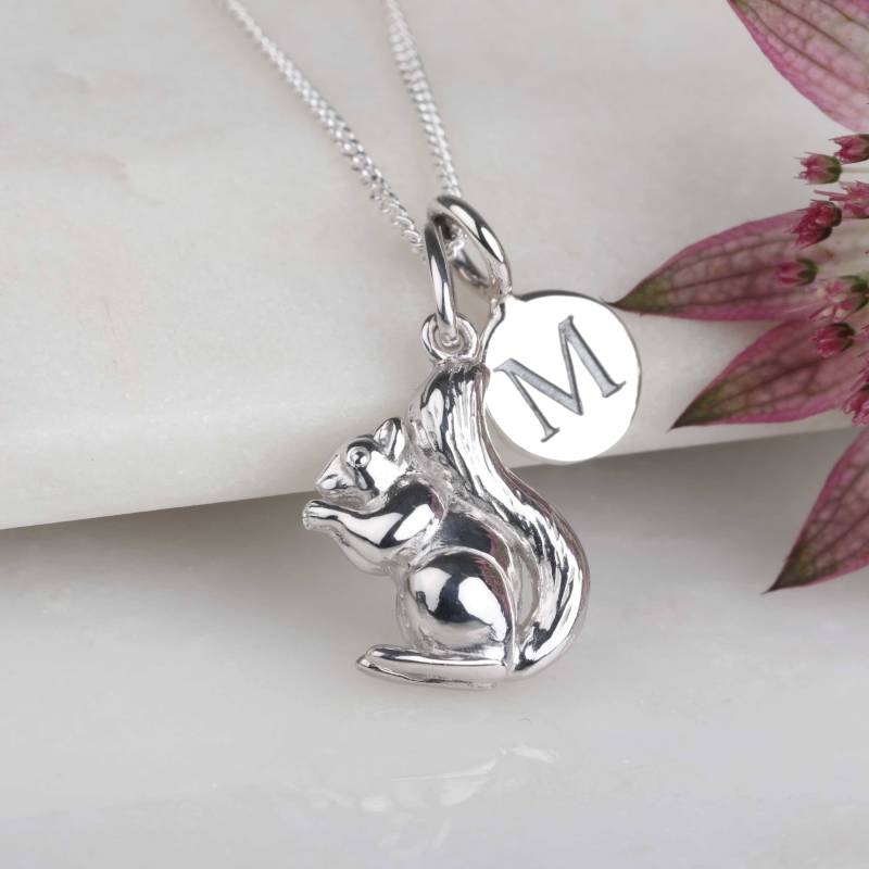 Massive Silber Eichhörnchen Charm Personalisierte Halskette von NestGiftShop