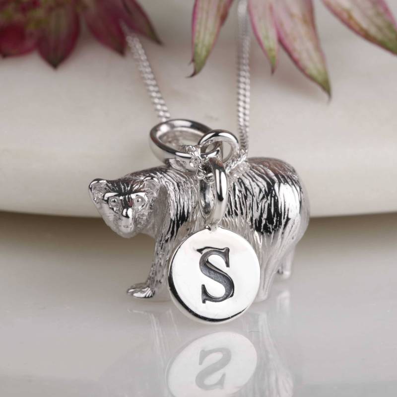 Massive Silber Eisbär Charm Personalisierte Halskette von NestGiftShop