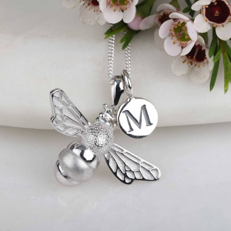 Massive Silber Queen Bee Charm Personalisierte Halskette von NestGiftShop