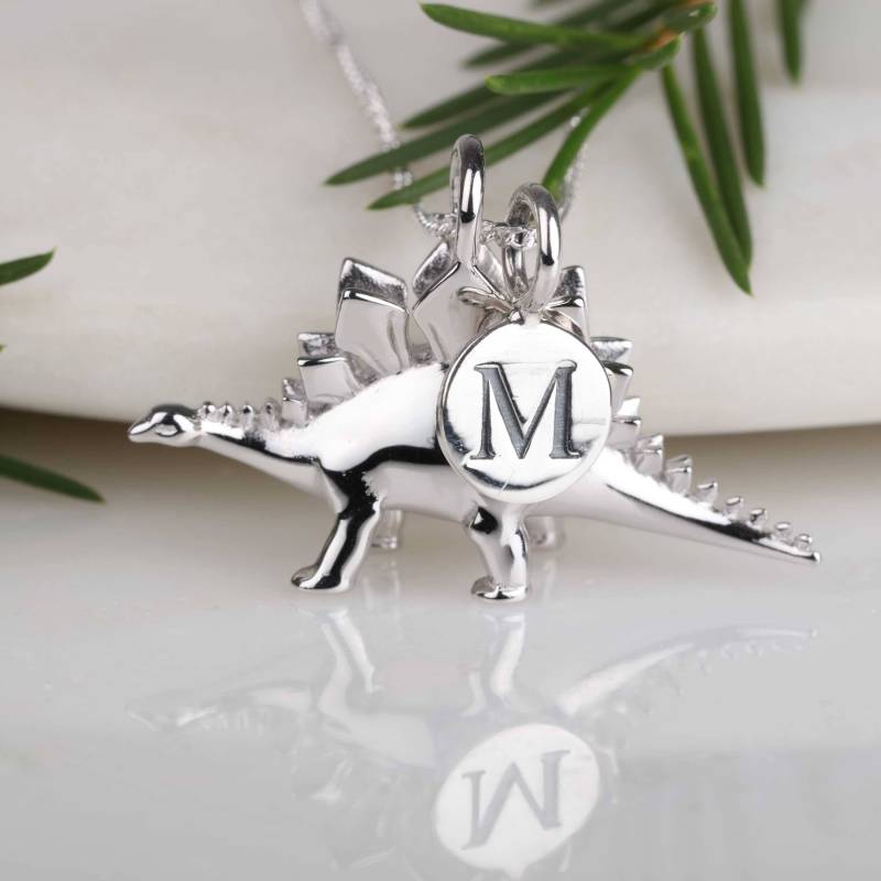 Massive Silber Stegosaurus Anhänger Personalisierte Halskette von NestGiftShop