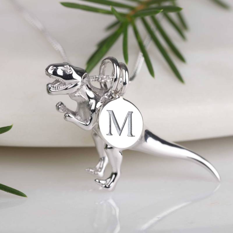 Massive Silber T-Rex Anhänger Personalisierte Halskette von NestGiftShop