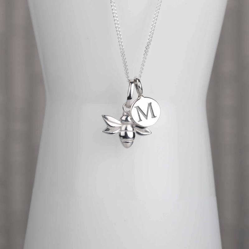 Personalisierte Solid Silber Baby Bee Charm Halskette von NestGiftShop