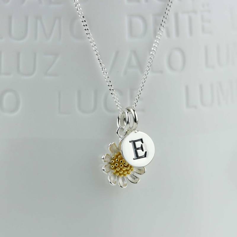 Silber Und Gold Daisy Personalisierte Halskette von NestGiftShop