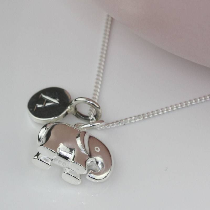 Solid Silber Poliert Elefant Charme Personalisierte Halskette von NestGiftShop