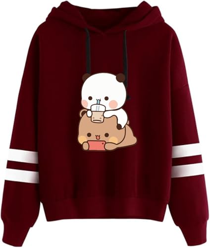 Nesthome Damen Herren Langarm Pullover Sweatshirts Harajuku Casual Hooded Kawaii Panda Bear Hug Bubu and Dudu Valentines Days Funny Gift Hoodie von Nesthome