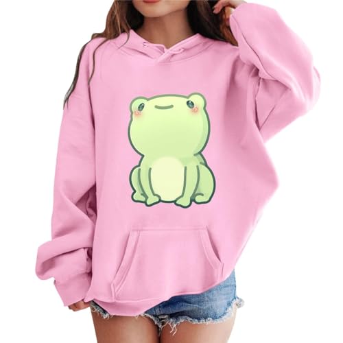 Nesthome Kinder Hoodie Mädchen Kapuzen Sweatshirt Kapuzenpullover Frosch Hoodie Langarm Sweatshirtpullover Mädchen Kapuzen Sweater Sport Kleidung für Kinder Cartoon Sweater Mädchen Geschenke von Nesthome