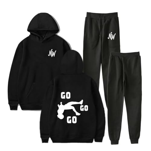 Nesthome Nidal Wonder New Go Go Merch Herren & Damen Kapuzenpullover Hoodie+ Jogger Zweiteiliges Set 2D Mode Bedruckter Pullover Neutrale Streetwear Lässiges Lockeres Top Hip Hop Kleidung von Nesthome