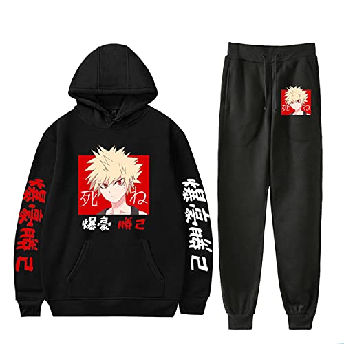 Nesthome Unisex Boku No Hero Academia Bakugou Katsuki Hoodie Cosplay Kostüm Kapuzenpullover Halloween Jacke Coat Hoodies Sweatshirt & Joggerhose Zweiteiliges Set von Nesthome