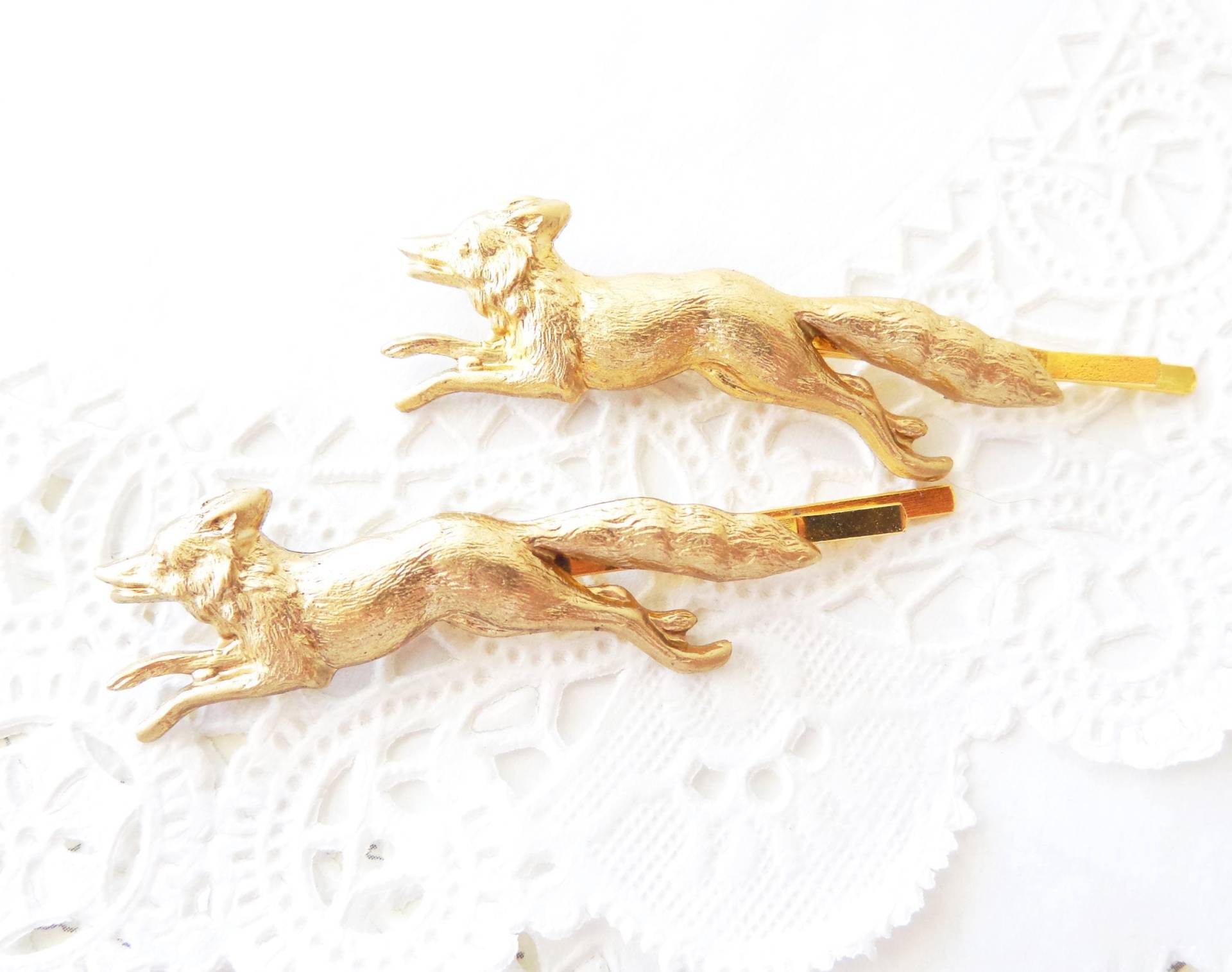 Golden Fox Bobby Pins - Fuchs Haarnadeln Wald Haar Pin Set Freunde Tier Hochzeit Braut von NestingPretty