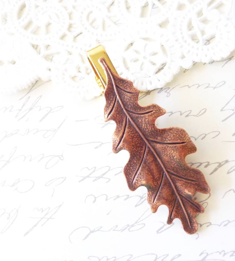 Kupfer Eichenblatt Krawattenklammer - Herren Hochzeitsaccessoire Groomsmen Blatt Waldhochzeit Kupfer Eichenblatt Krawattenklammer - Herren Hochzeitsaccessoire Groomsmen Blatt Waldhochzeit von NestingPretty