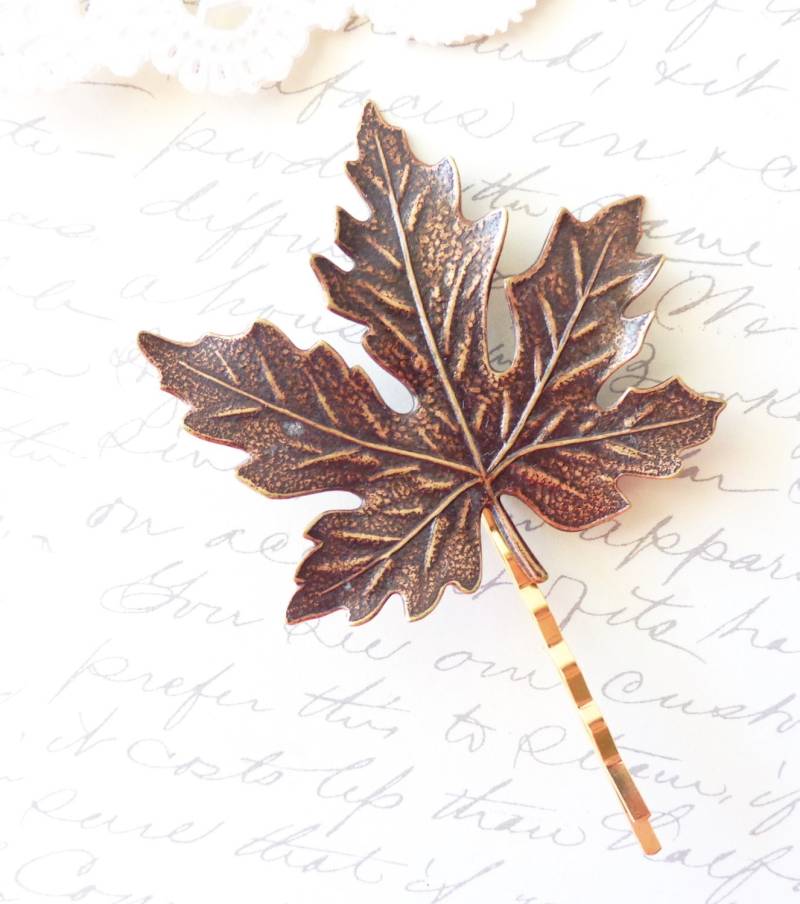 Ox Messing Ahorn Blatt Haarnadel - Bobby Pin Wald Große Hochzeit Braut Haar Pin von NestingPretty